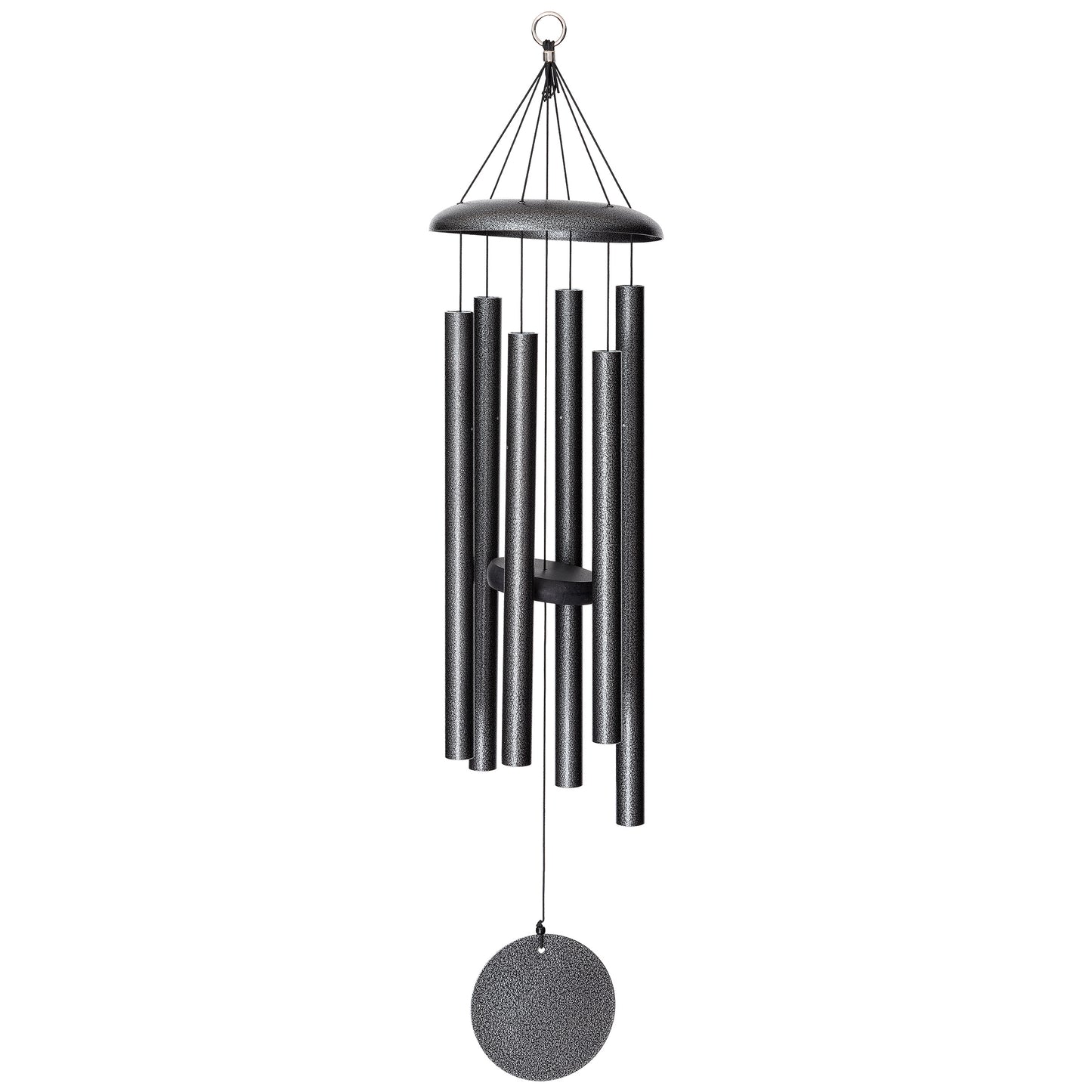 These Silver Vein Wind River Corinthian Bells wind chimes from Home and Garden Treasures are crafted with six hollow tubes of varying sizes suspended from a central ring, creating enchanting melodies as they dance in the breeze. Complete with a stylish round metal sail that catches gentle winds, each Corinthian Bell exemplifies timeless elegance and superior craftsmanship. Elevate your garden retreat with the perfect gift today!