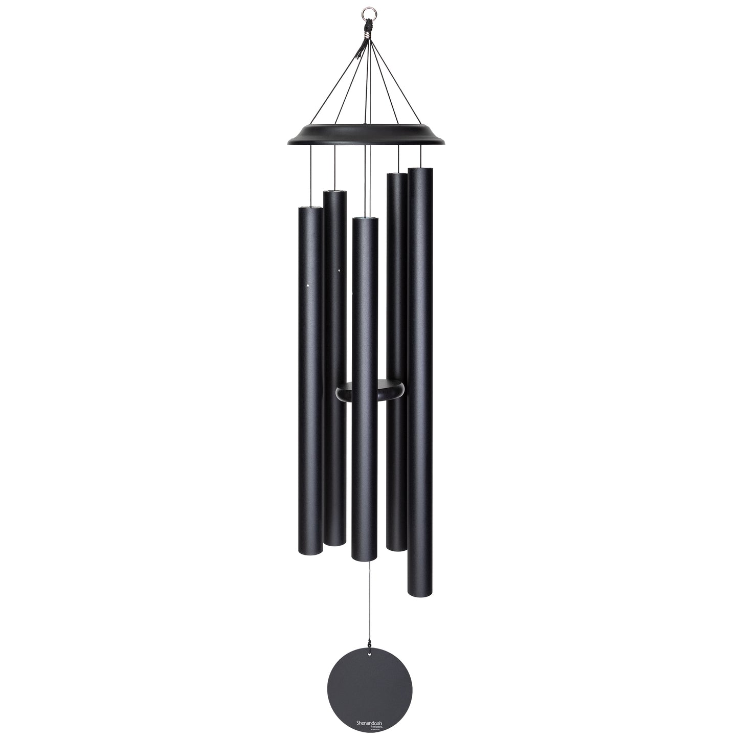 These Black Wind River Shenandoah Melodies wind chimes from Home and Garden Treasures are crafted with six hollow tubes of varying sizes suspended from a central ring, creating enchanting melodies as they dance in the breeze. Complete with a stylish round metal sail that catches gentle winds, each Shenandoah Melodies exemplifies the calming song of the Virginia countryside. Elevate your garden retreat with the perfect gift today!