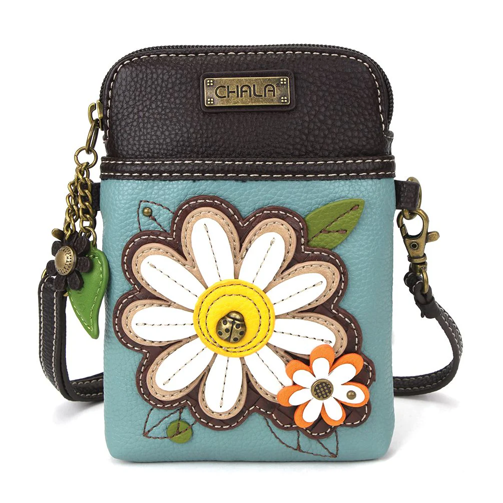 Elevate your style with the delightful Chala vegan leather crossbody handbag, featuring a whimsical Daisy Chala Pal companion on the front. Crafted with cruelty-free materials, this charming accessory blends fashion with personality, making a statement that is both playful and environmentally conscious. Experience the perfect blend of whimsy and elegance with every wear, showcasing your unique flair wherever you go.