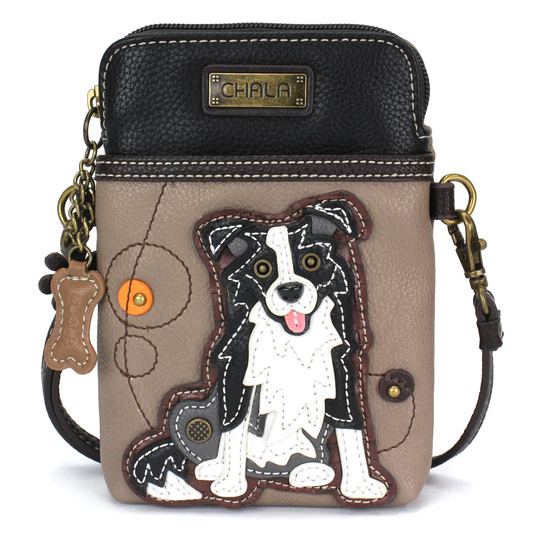 Elevate your style with the delightful Chala vegan leather crossbody handbag, featuring a whimsical Border Collie Dog Chala Pal companion on the front. Crafted with cruelty-free materials, this charming accessory blends fashion with personality, making a statement that is both playful and environmentally conscious. Experience the perfect blend of whimsy and elegance with every wear, showcasing your unique flair wherever you go.