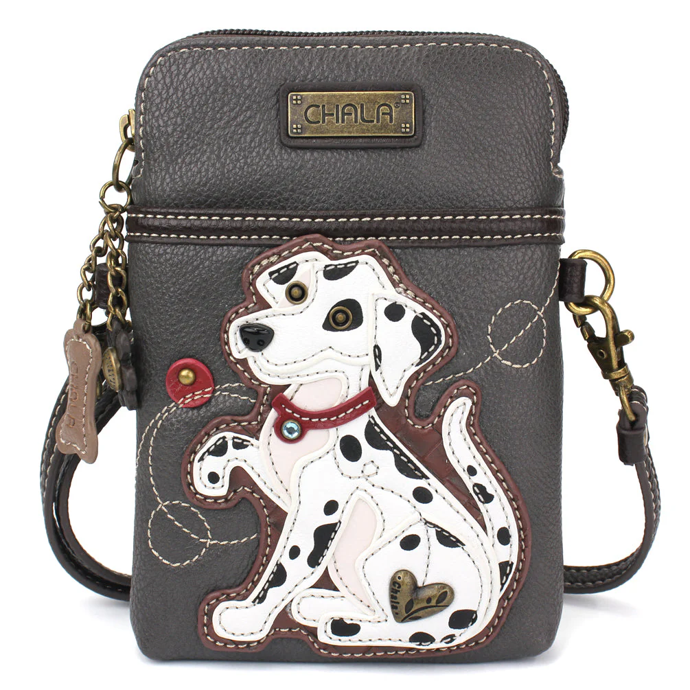 Elevate your style with the delightful Chala vegan leather crossbody handbag, featuring a whimsical Dalmatian Dog Chala Pal companion on the front. Crafted with cruelty-free materials, this charming accessory blends fashion with personality, making a statement that is both playful and environmentally conscious. Experience the perfect blend of whimsy and elegance with every wear, showcasing your unique flair wherever you go.