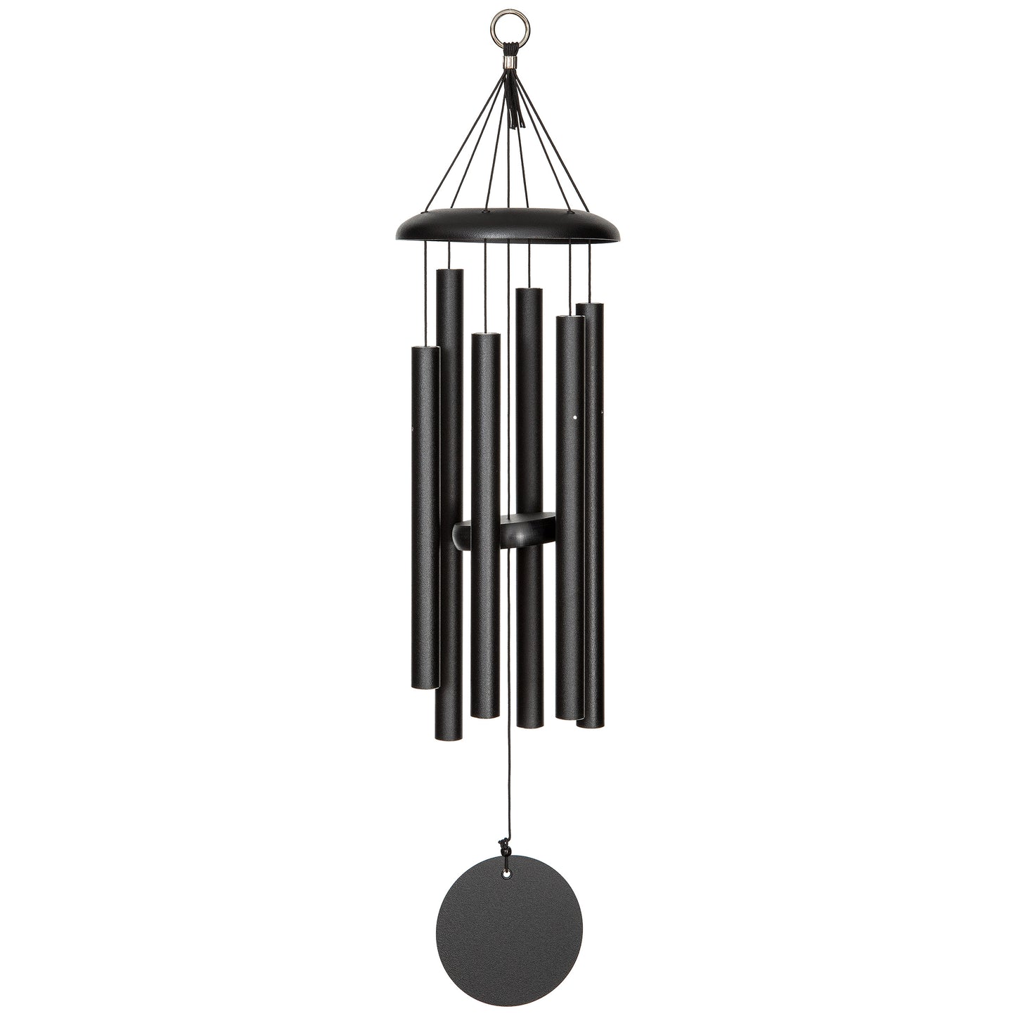 These Black Wind River Corinthian Bells wind chimes from Home and Garden Treasures are crafted with six hollow tubes of varying sizes suspended from a central ring, creating enchanting melodies as they dance in the breeze. Complete with a stylish round metal sail that catches gentle winds, each Corinthian Bell exemplifies timeless elegance and superior craftsmanship. Elevate your garden retreat with the perfect gift today!
