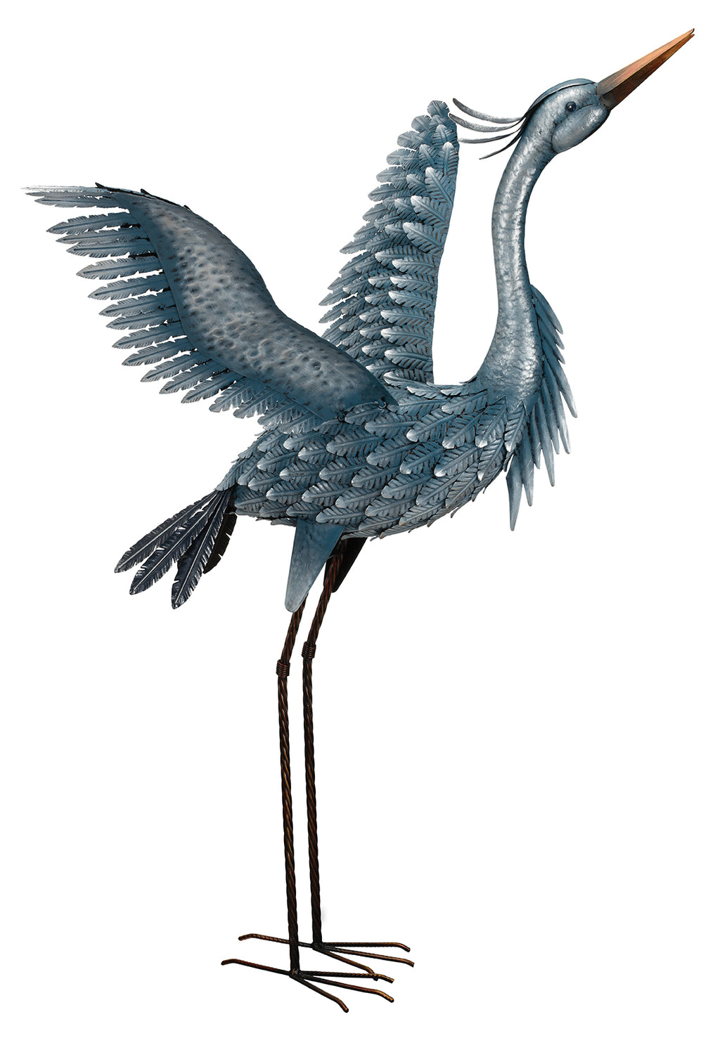 Metallic Blue Heron Wings Up