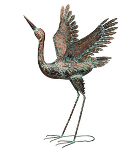 Bird Statuary Green Patina Crane