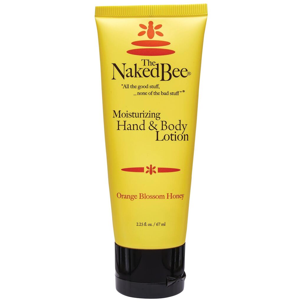 Naked Bee Orange Blossom Honey Moisturing Hand & Body Lotion in a 2.25 oz squeeze bottle. Experience the soothing essence of orange blossom and honey in these nourishing creams and lotions, thoughtfully crafted for your skin's care and radiance. 